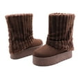 thumbnail image 2 of Lurnyet Women Winter Fuzzy Boots Faux Fur Lined 2 inch Sole Calf High, 2 of 4