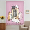thumbnail image 2 of Pink Cute Cat Sheer Curtains 108 Inches Extra Long, Cartoon Funny Heater Cats Light Filering Curtains, Privacy Drapes Simi Floor to Veiling Curtain for Living Room Bedroom Large Window Treatment, 2 of 9