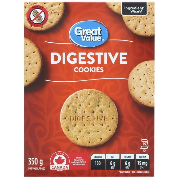 Great Value Plain Digestive Cookies, 350 g