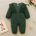 thumbnail image 4 of Mikrdoo Newborn Baby Girls Romper 0 Months Baby Girls Jumpsuit 3 Months Baby Girls Long Sleeve Solid Color Bow Round Neck Romper,Green, 4 of 9