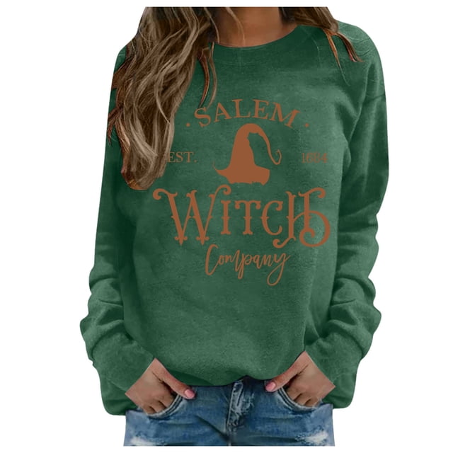 OJinShaWanO Chandail à Capuche Vert Foncé pour Femmes, T-Shirts Massachusetts, Hauts d'Automne, Chandail Col Rond