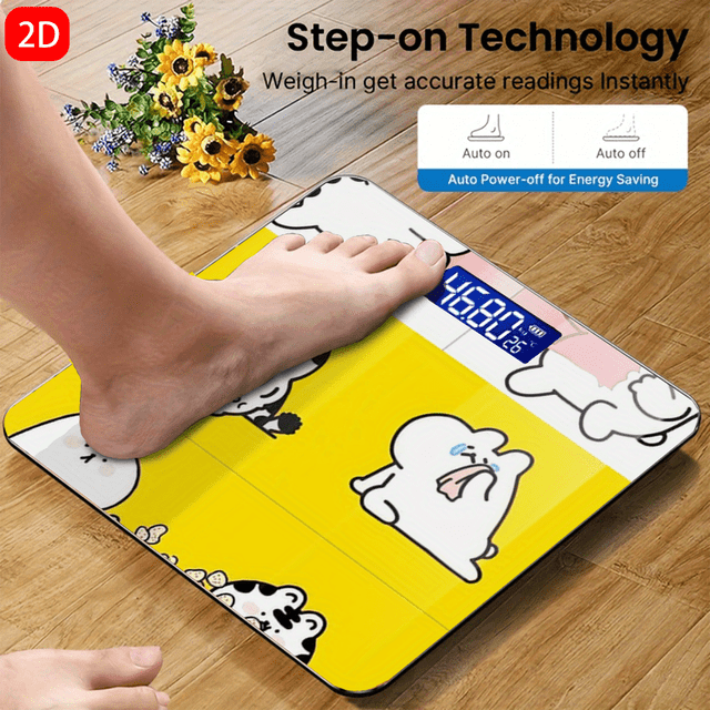 Báscula Digital de Peso Corporal con Tecnología de Piso - Pantalla LED de Vidrio Templado Grueso, Apagado Automático, Alimentada por Batería, Medición Precisa del Peso Corporal,