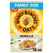 Post Honey Bunches of Oats Vanilla Breakfast Cereal, Vanilla Cereal with Granola Clusters, 18 oz Box