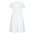 thumbnail image 6 of Meichang Linen Button Down Shirt Dresses for Women Plus Size Short Sleeve V Neck Midi Dress Flowy Swing Casual Beach Dresses with Pockets, 6 of 10