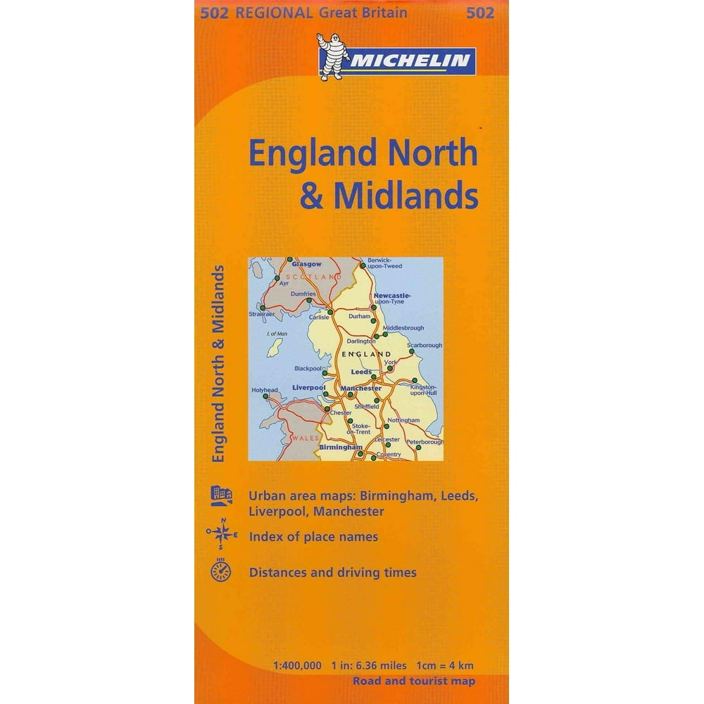 Michelin Map Great Britain England North & Midlands Folded Map