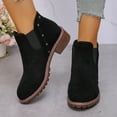thumbnail image 6 of Willtoo Women's Fashion Pump Ankle Boots Closed Toe Low Heel Booties Shoe Black, 6 of 7