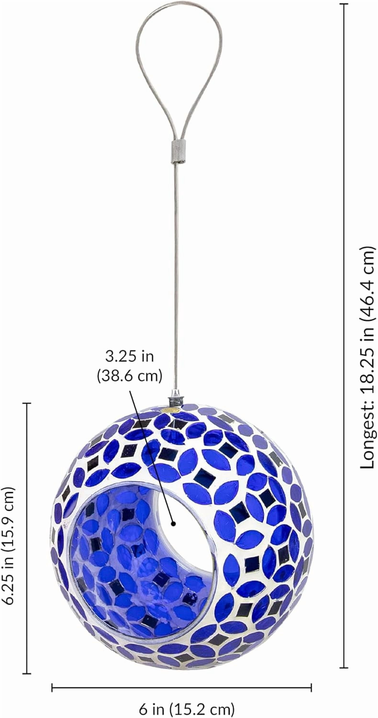 6-Inch Glass Mosaic Hanging Bird Feeder for Outdoors - Fly-Through Wild Bird Feeder - Lavender Mosaic