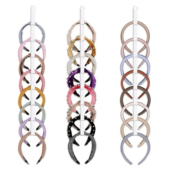 3 PCS Headband Holder Organizer for Girl,Hanging Hairband Storage for Women,White Hair Hoop Display Hair Accessories Organizer Bedroom College Dorm Decor