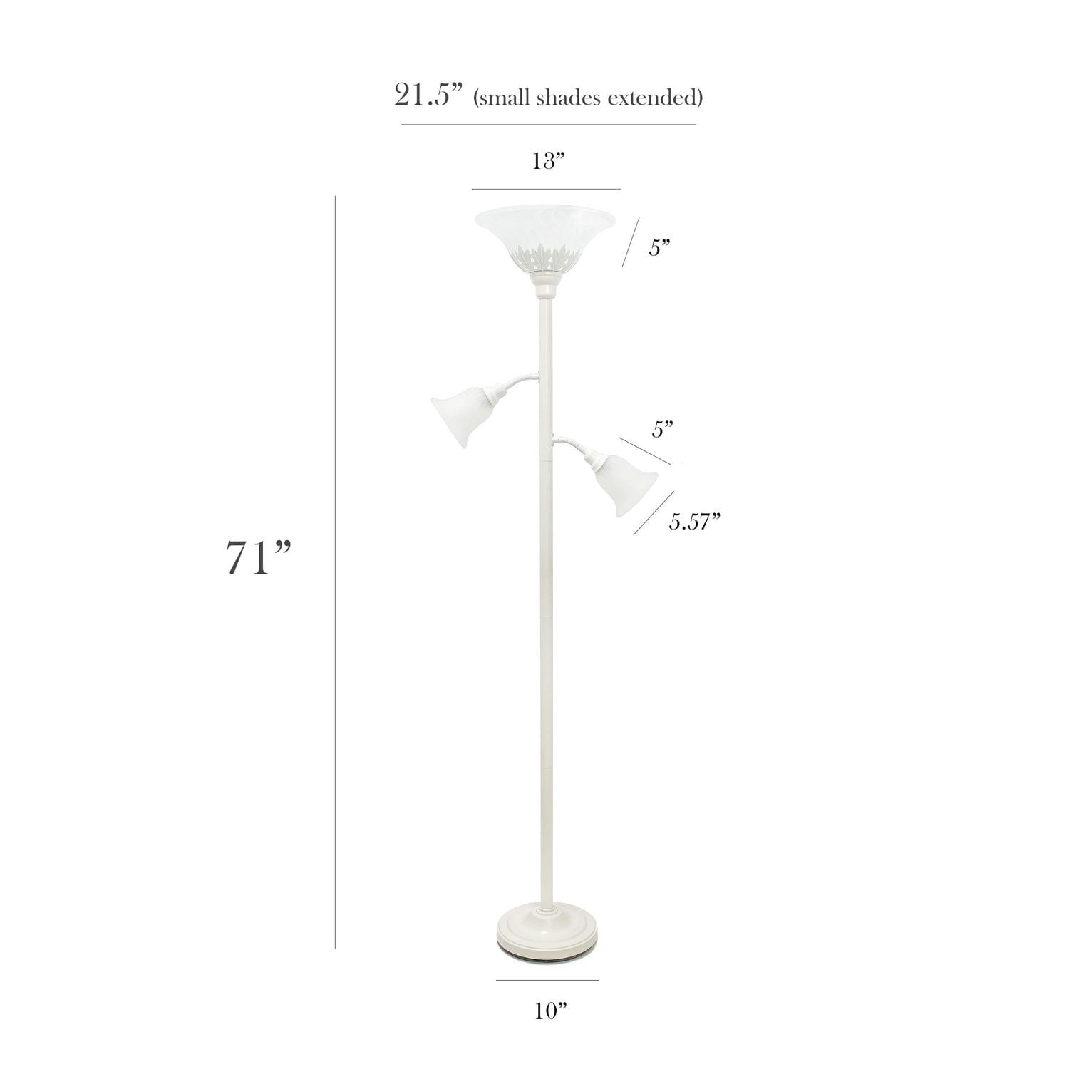 Elegant Designs 3 Light Floor Lamp with Scalloped Glass Shades