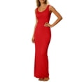 thumbnail image 3 of Taqqpue Women's Summer Dress Sleeveless Loose Plain Casual Crewneck Bodycon Dresses Beach Vacation Cotton Tank Dress Formal Cocktail Long Maxi Dresse for Women, 3 of 8