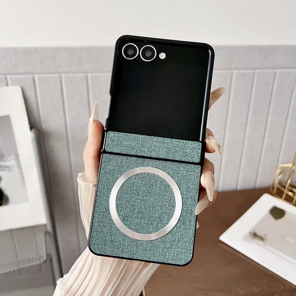 Feishell for Samsung Galaxy Z Flip 7 Case, Compatible with MagSafe Shockproof Protection Hinge Protection Matte Magnetic Anti-Scratch Phone Case for Samsung Galaxy Z Flip 7, Green
