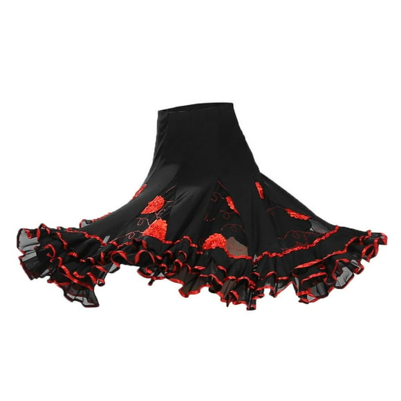 Women's Maxi Skirt Knee Length Dance Skirt Summer Dress Belly Red