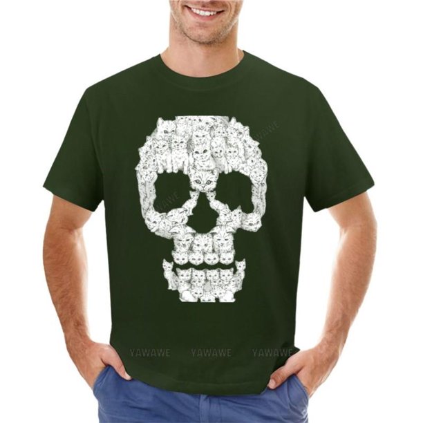 Camiseta negra para hombre "Cráneos para Gatitos". Ropa para hombre, camisetas con gráficos, camisetas de algodón.