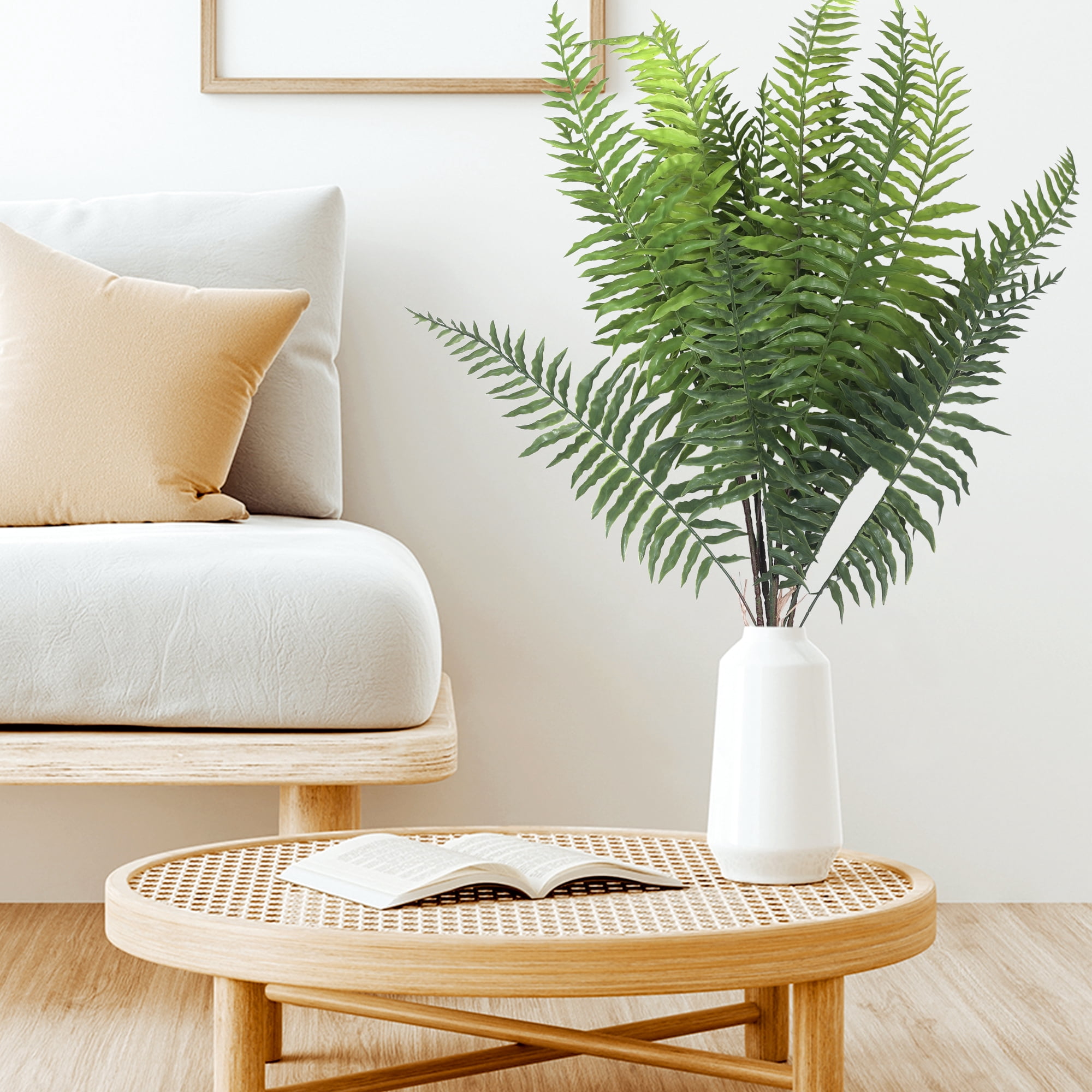 Unique Bargains Artificial Bracken Stems Leaves Faux Greenery Plants Green_Fern