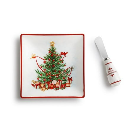 The Holiday Aisle Holiday Mercantile Christmas Tree 2 Piece Platter Set