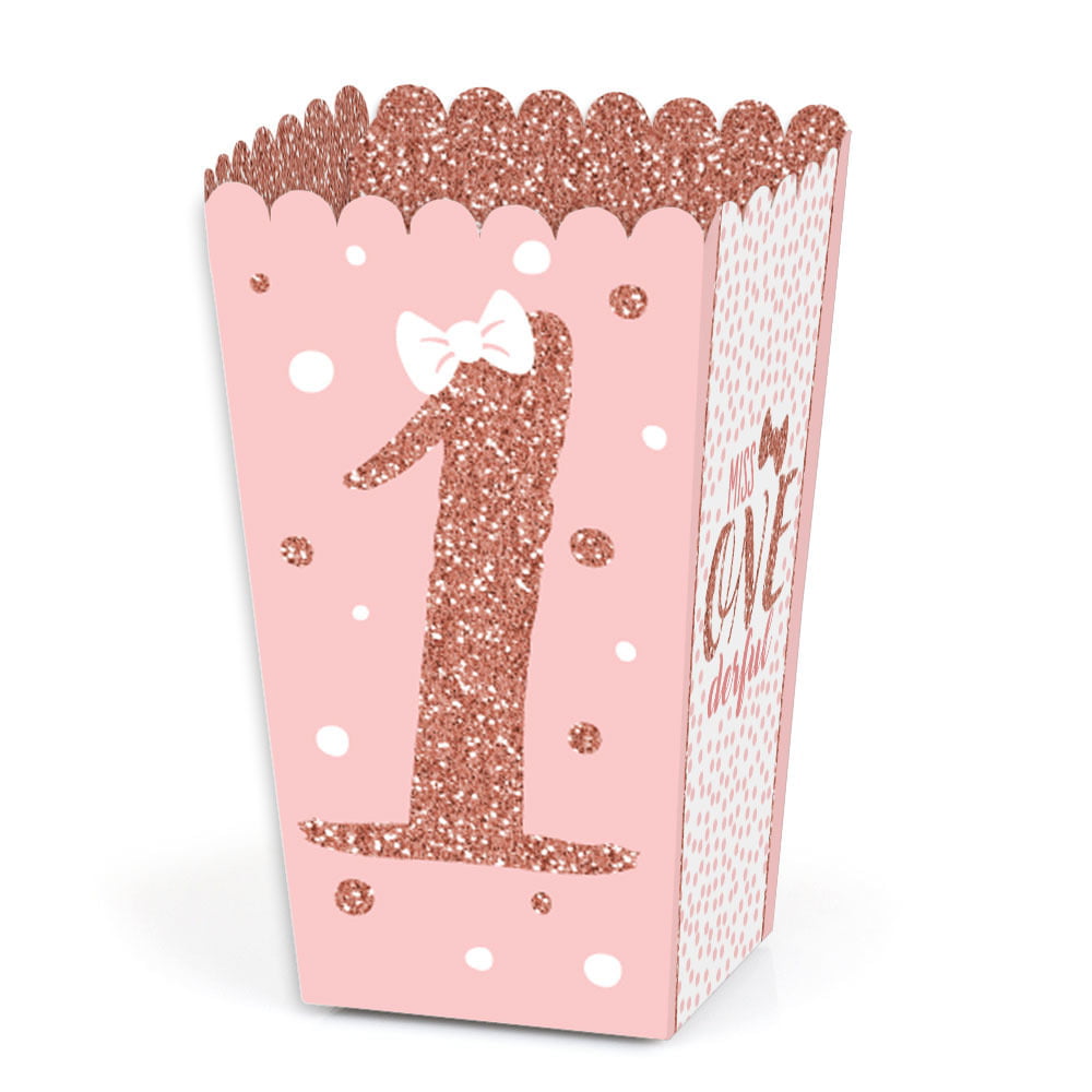 Set of 12 Big Dot of Happiness Girl 15th Birthday Teen Birthday Party Favor Popcorn Treat Boxes 