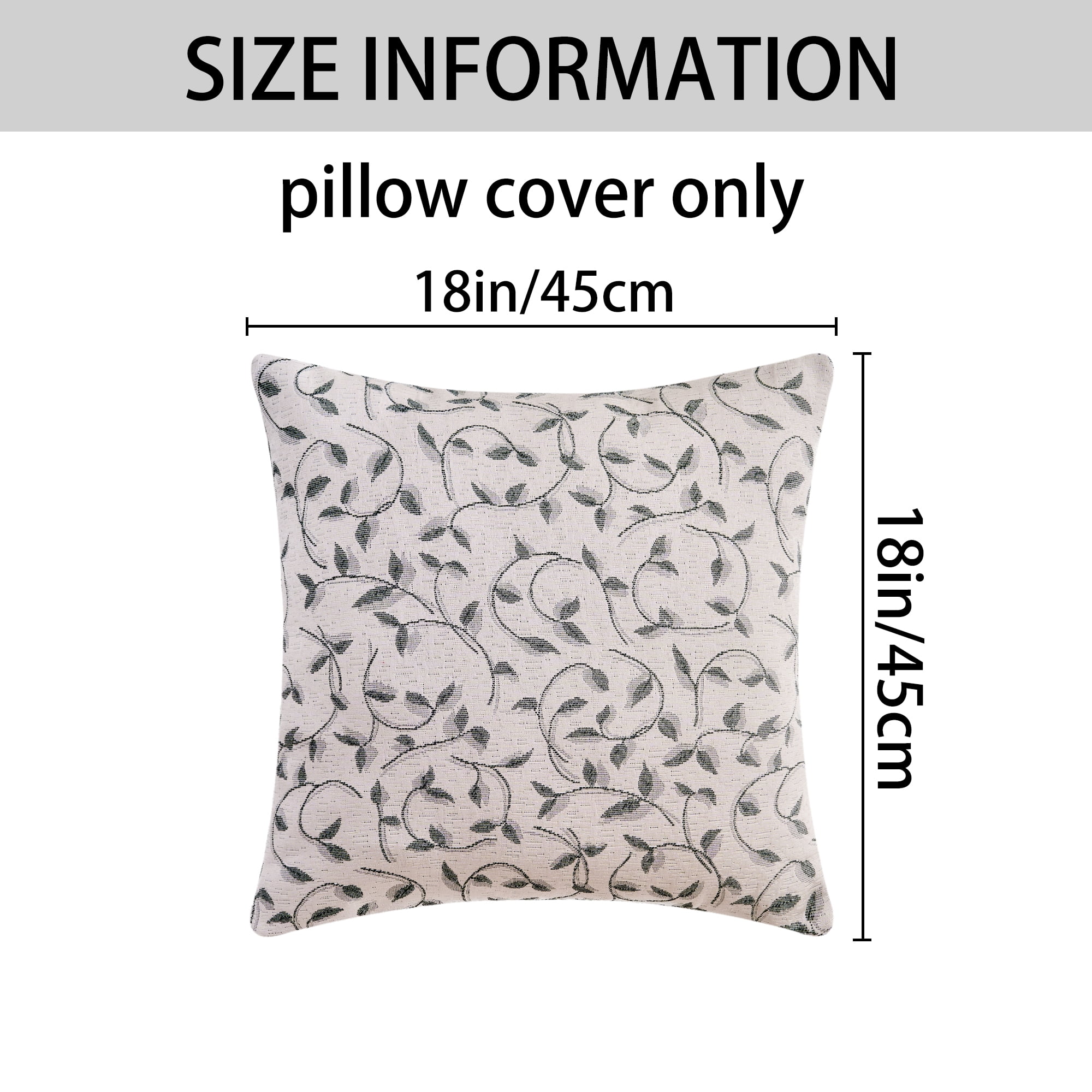 Unique Bargains Set of 2 Wild Flower Decorative Cushion Cover Grey 18" x 18"