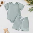 thumbnail image 2 of kpoplk Newborn Baby Girl Clothes Goose Outfit Embroidery Waffle Sleeveless Romper Shorts/Pants/Skirts Set Headband Infant Summer outfit(Light Green,3-6 M), 2 of 8