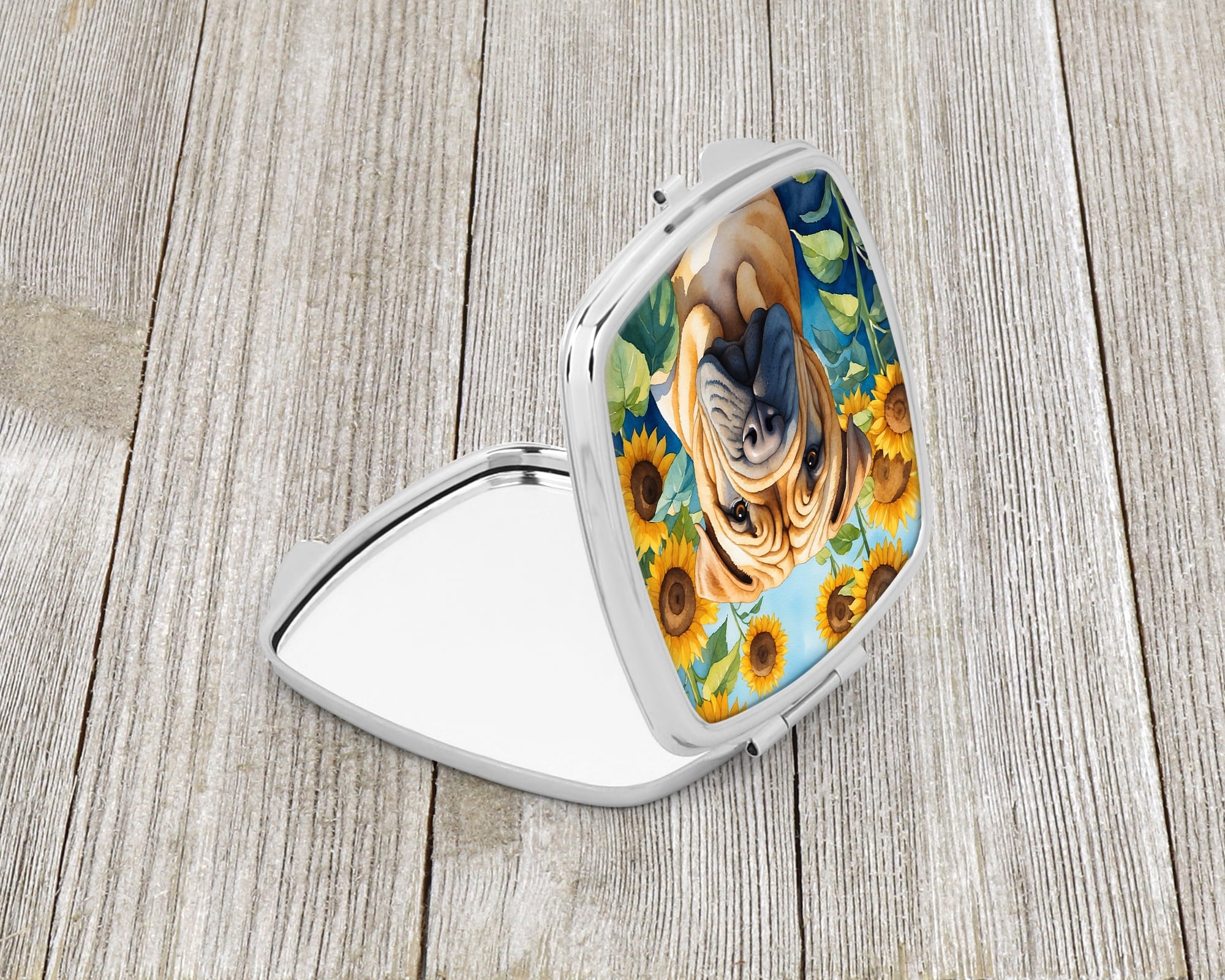 Shar Pei in Sunflowers Compact Mirror 2.75 in x 3 in