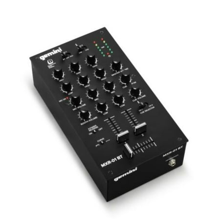 gemini MXR-01BT 2-Channel Professional DJ Mixer with Bluetooth Input - Black - Black