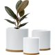 thumbnail image 1 of Set med keramiska blomkrukor, inomhusblomkruka, vit kruksett, keramisk blomkruka, behållare, utomhus, stor med fat (vit), 1 of 5