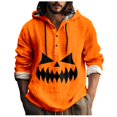 thumbnail image 1 of Chemise Décontractée Imprimée Halloween pour Hommes Col Rond Boutonnée Design Taches de Sang Manches Longues Grande Taille Haut Confortable Élégant, 1 of 5