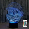 thumbnail image 1 of Super Mario Head 3D LED Optical Illusion Game Figure Action Acrylic Night Light with Remote 7 Colors Change Dimmable USB Powered Bedroom Decor Table L, 1 of 5