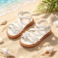 thumbnail image 2 of FINALGANG Little Girls Adjustable Ankle Strap Rhinestone Floral Multi Thin Strap Open Toe Sandals Thick Flat Sole Summer Casual Princess Sandals Classic Shoes 5-5.5 Years, 2 of 5