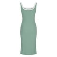 thumbnail image 5 of Sakmal Womens Summer Dresses Mid-Length Square Neckline Green Sexy Solid Sleeveless Slip Dress, 5 of 7