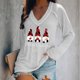 thumbnail image 1 of Puntoco Moda Mujer Casual Cuello en V Navidad Impreso Camiseta de manga larga Puntoco Puntoco-7000, 1 of 4