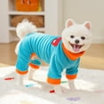 thumbnail image 4 of Winter Dog Pajamas, Super Soft Sherpa Lined Bodysuit with Harness Access, Snug and Warm for Small Breeds Like Chihuahuas on Winter Walks. Blue M, 4 of 5