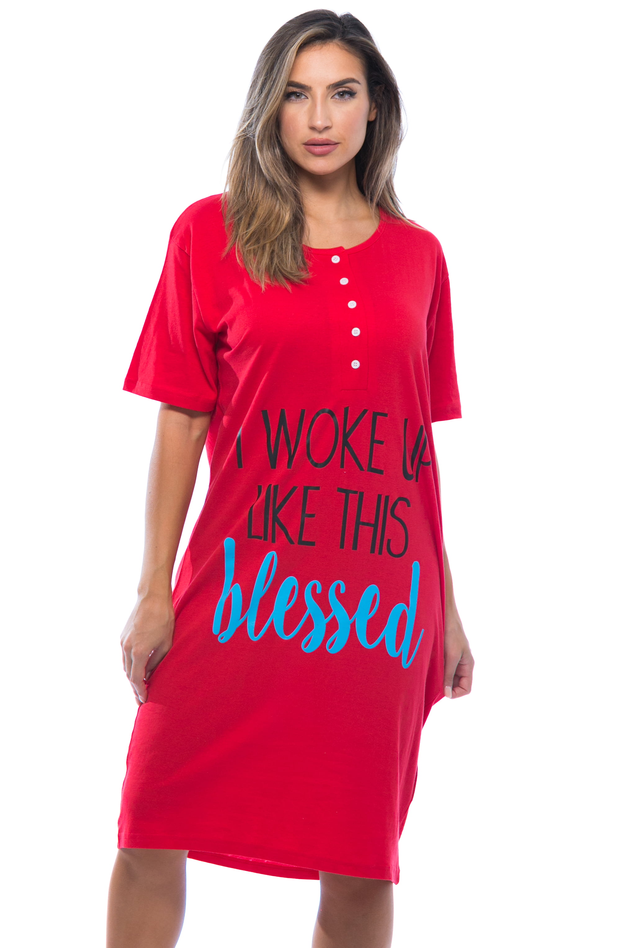 Just Love - Just Love Short Sleeve Nightgown Sleep Dress Women (Red - I ...