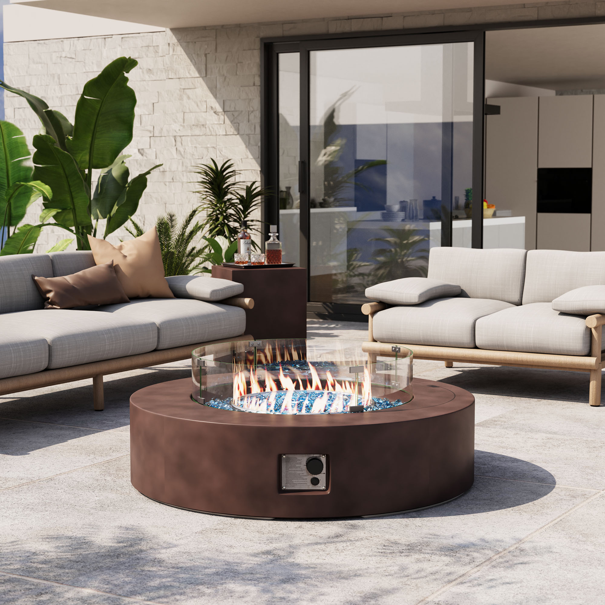 VENTOPYR 41''Round Fire Pit Table,50000 BTU Outdoor Propane Patio Fire Pit