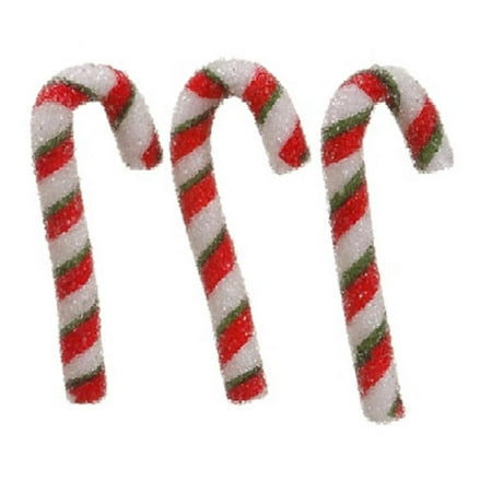 - Pack of 3 Peppermint Twist Sugared Candy Cane Christmas Ornaments 5.5