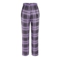 thumbnail image 6 of ZSQDM Womens Pajamas Set Women's Solid Color Round Neck T Check Printed Women's Casual Set Homewear Pajamas Top + Pants Set Purple XXXXL, 6 of 8