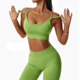 thumbnail image 4 of Conjuntos deportivos de Yoga para mujer, chándal de 2 piezas, Sujetador deportivo, Leggings de cintura alta, pantalones cortos de gimnasio, ropa de entrenamiento, 4 of 4