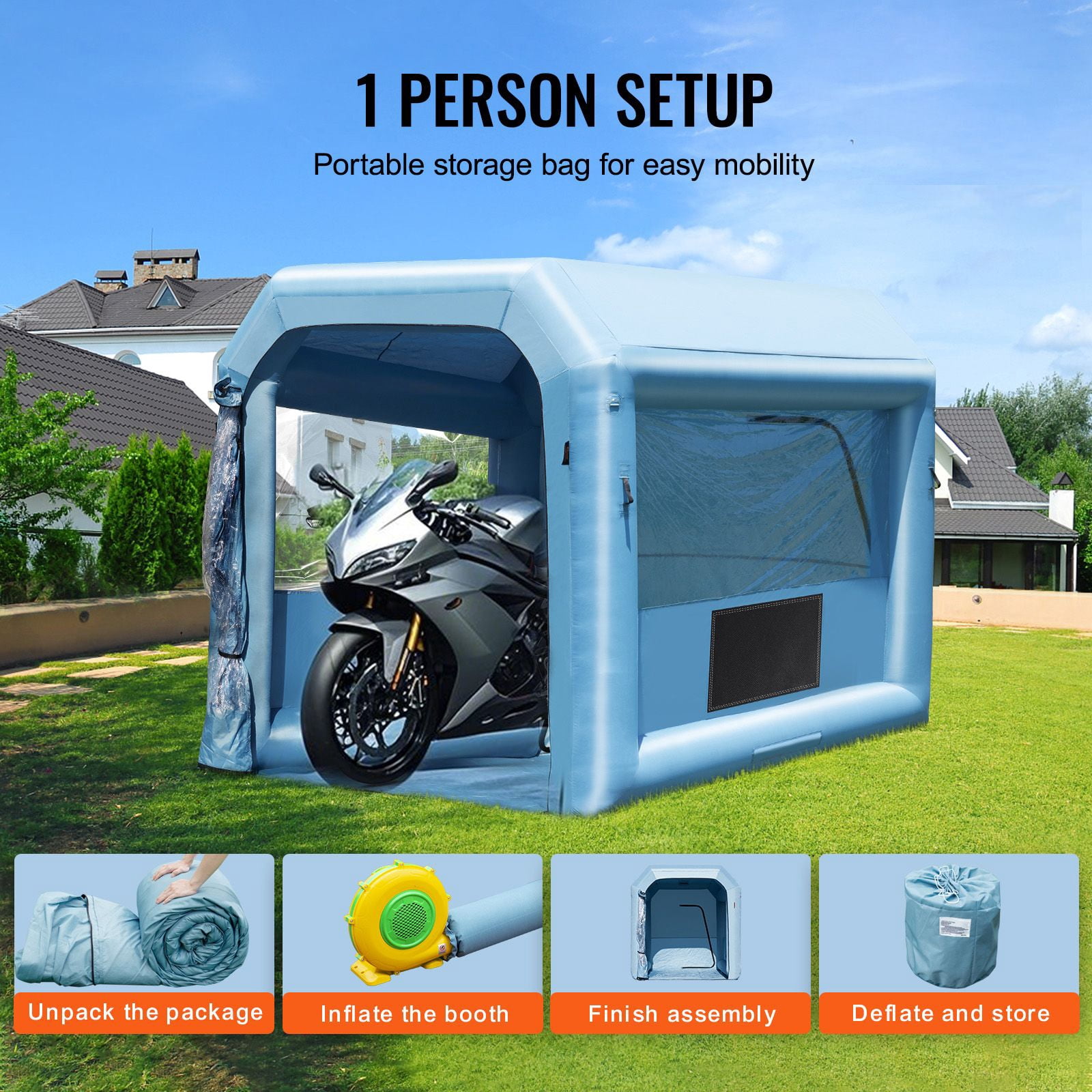 9.8x8.2x8.2 ft Inflatable Paint Booth, 550W Blower & Air Filter, convenient Spray Booth for Car/Motorcycle/Bicycle/Furniture