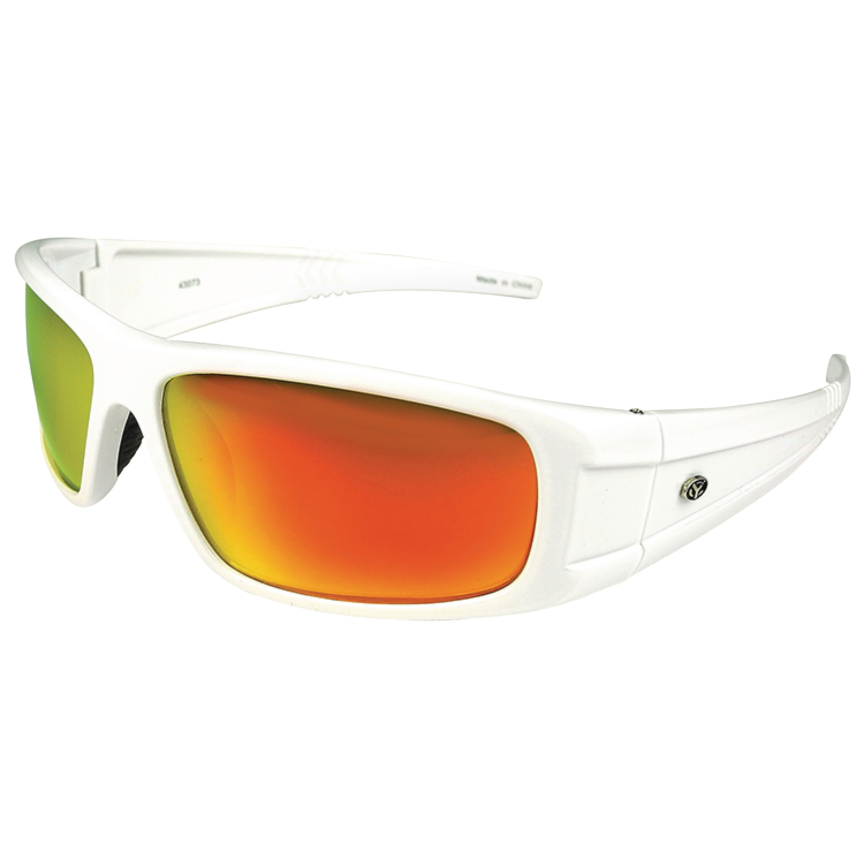 Optic Edge Breakaway Gunmetal Semi-Rimless Sunglasses Pearl Frame Fire Orange Mirror Lens