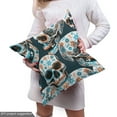 thumbnail image 5 of Ambesonne Skulls Fabric by the Yard, Happy Head Bones Floral Art, 5 Yards, Ginger Sky Blue and Dark Grey, 5 of 5