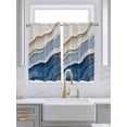thumbnail image 2 of Tier Curtains 45 Inches Long, Blue Ombre Window Treatment Curtain Drapes, Modern Wave Abstract Art Small Curtain Drapes for Bathroom Laundry Room, 27.5"x45", 2 Panels, 2 of 7