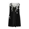 thumbnail image 4 of MIUOWANP Breathable A-Line Sleeveless V-Neck Dress for Women with Loose Pleats Daily Leaf Print Casual Dress Size XL(10)Black, 4 of 5