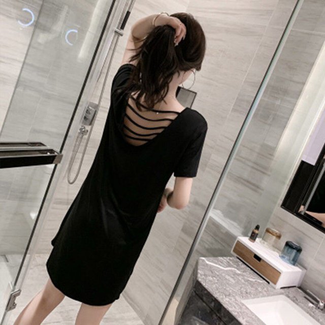 Pijama con espalda descubierta para mujer, camisón de estilo coreano, tirantes finos de verano con ropa de dormir, ropa informal para el hogar, novedad