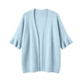 thumbnail image 6 of Warop Women's Cardigan Sweaters Ruffle 3/4 Sleeve Casual Openwork Knit Sweater Tops Oversized Fall Coat, 6 of 6