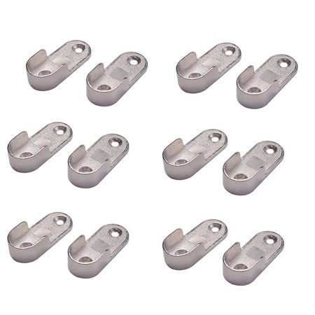 

6X Oval Hanging Rail Rod End Bracket Support Silver Tone Pair
