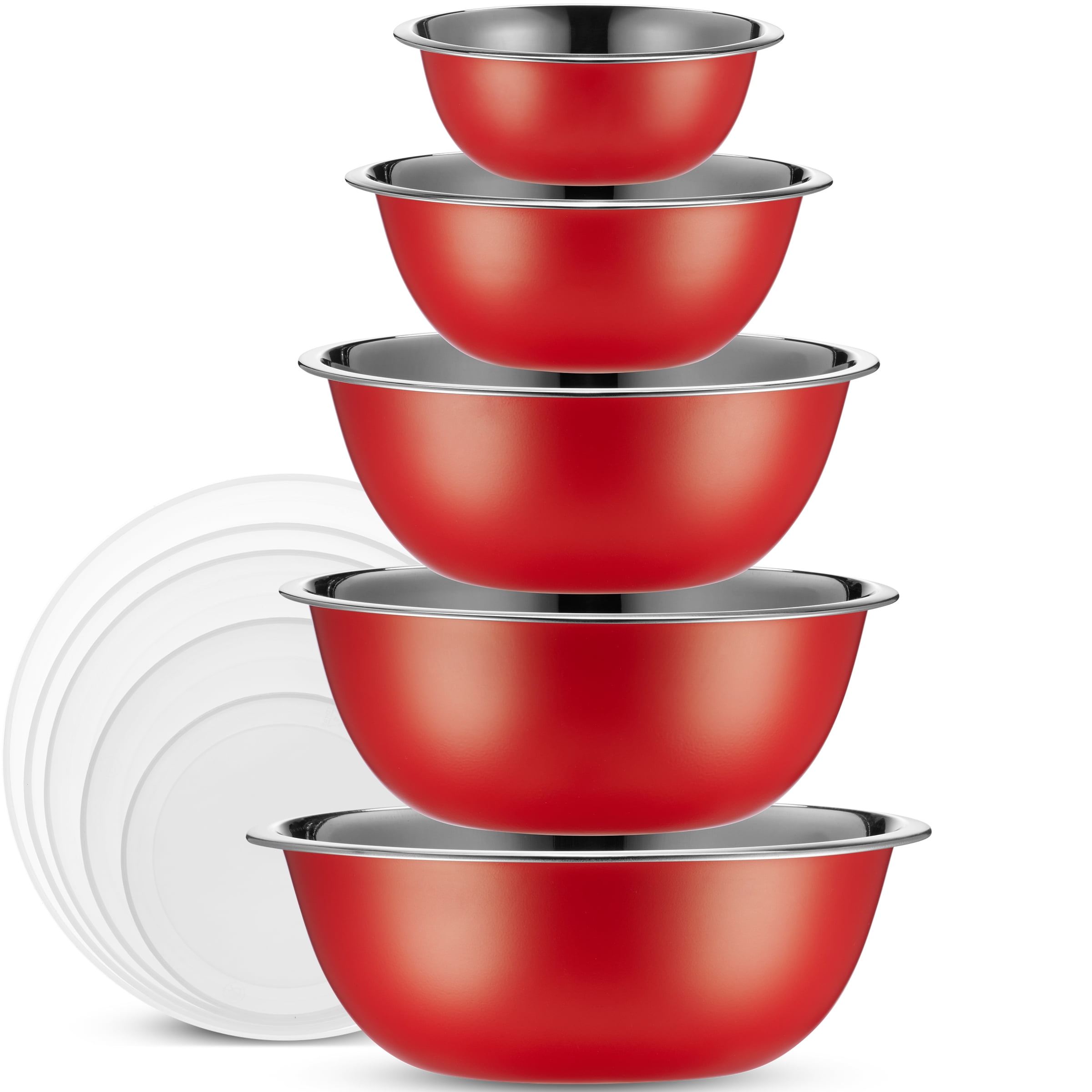 WHYSKO Stainless Steel Mixing Bowls With Lids Set, 5 Sizes Nesting