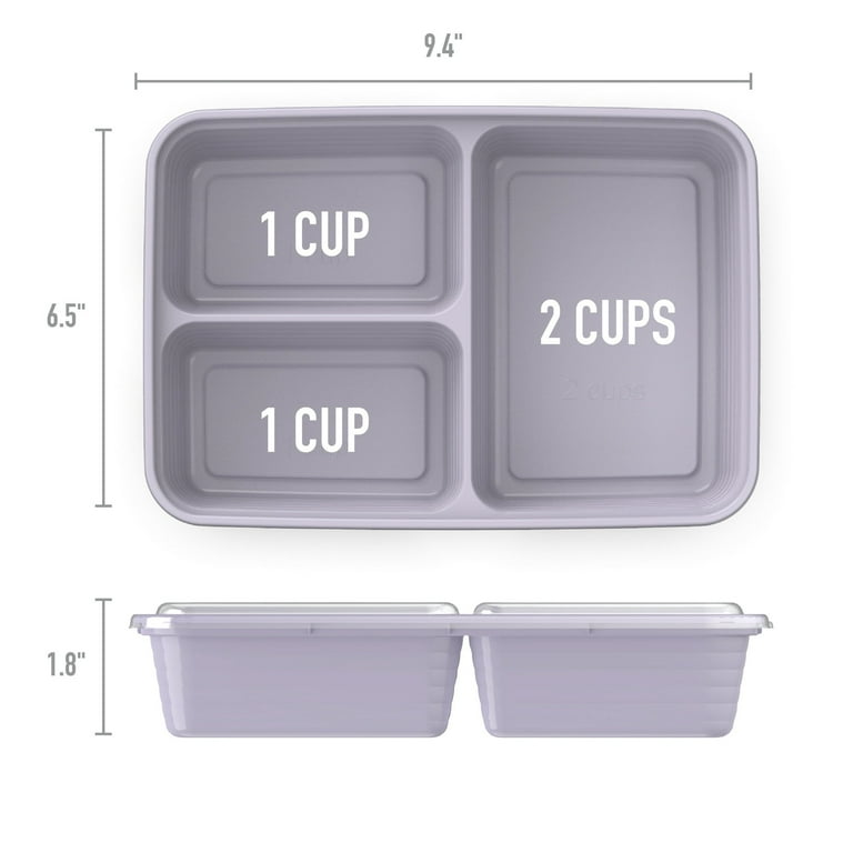 Bentgo Prep 3-Compartment Container - 10 Pack - Lilac