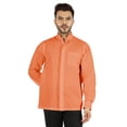 thumbnail image 1 of Bestman Solid Long Sleeve Shirt For Mens Front Double Button Placket Chinese Collar Shirt, 1 of 7