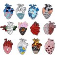 thumbnail image 1 of Set de broches con forma de corazón creativo inspirado en la anatomía colorida, 1 of 4
