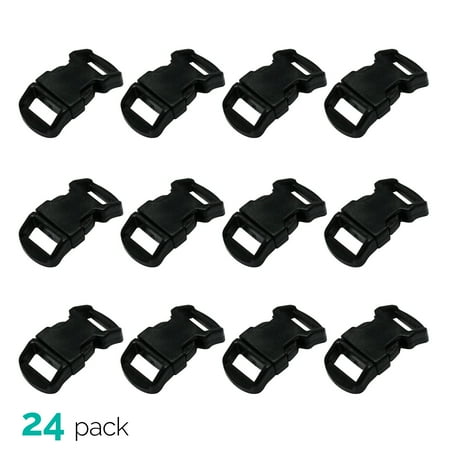 Accutron Black Bracelet - ASR Outdoor Paracord Bracelet Buckle Set 15mm .5 Inch - 24 Pack Black