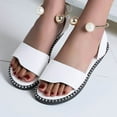 thumbnail image 2 of Womens Sandals Comfortable Flat Heel Open Toe Summer Daily Shoes Fashion Casual Versatile Open Toe Spring Summer Flat-soled Roman Beach Sandals, 2 of 5